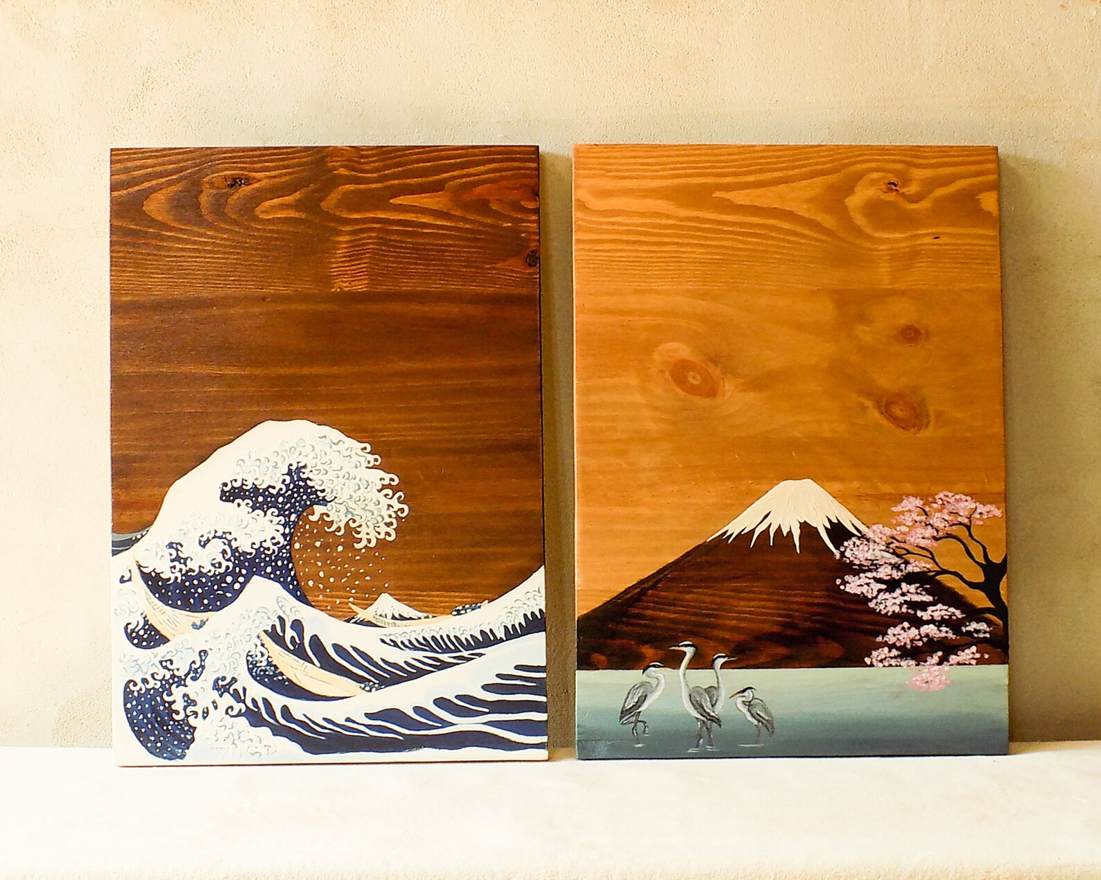 Japanese Wood Art Japanese Wall Art Kanagawa Wave Wall Art Etsy