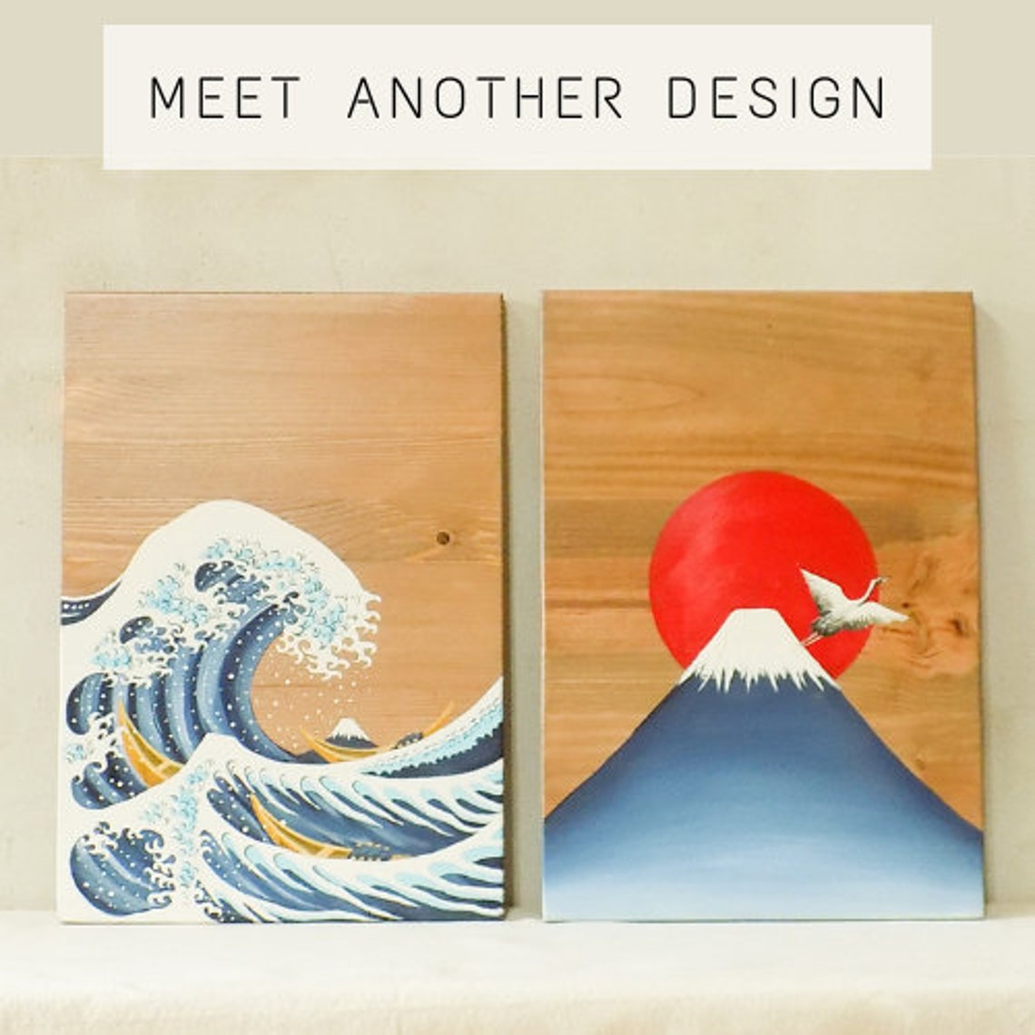 Japanese Wood Art Japanese Wall Art Kanagawa Wave Wall Art Etsy