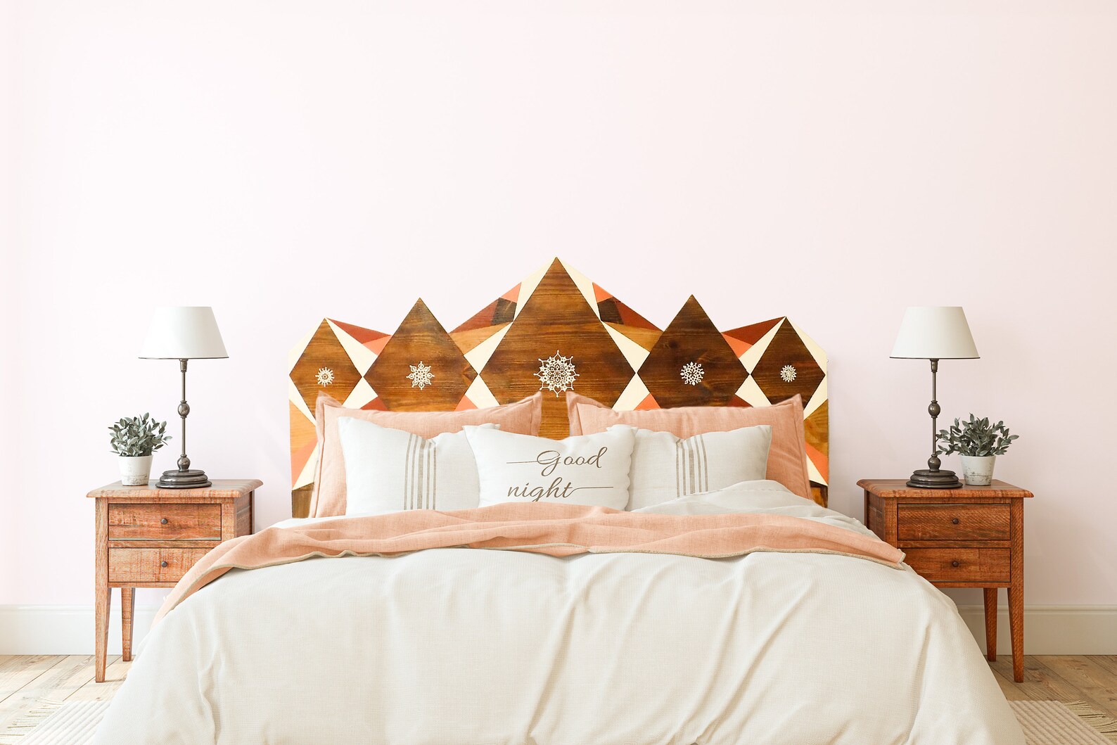 Geometric Headboard Wood double handpainted for original boho Etsy