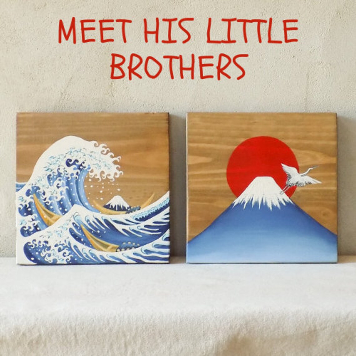 Wall art set of 3 Japanese Wood art living room wall art Etsy