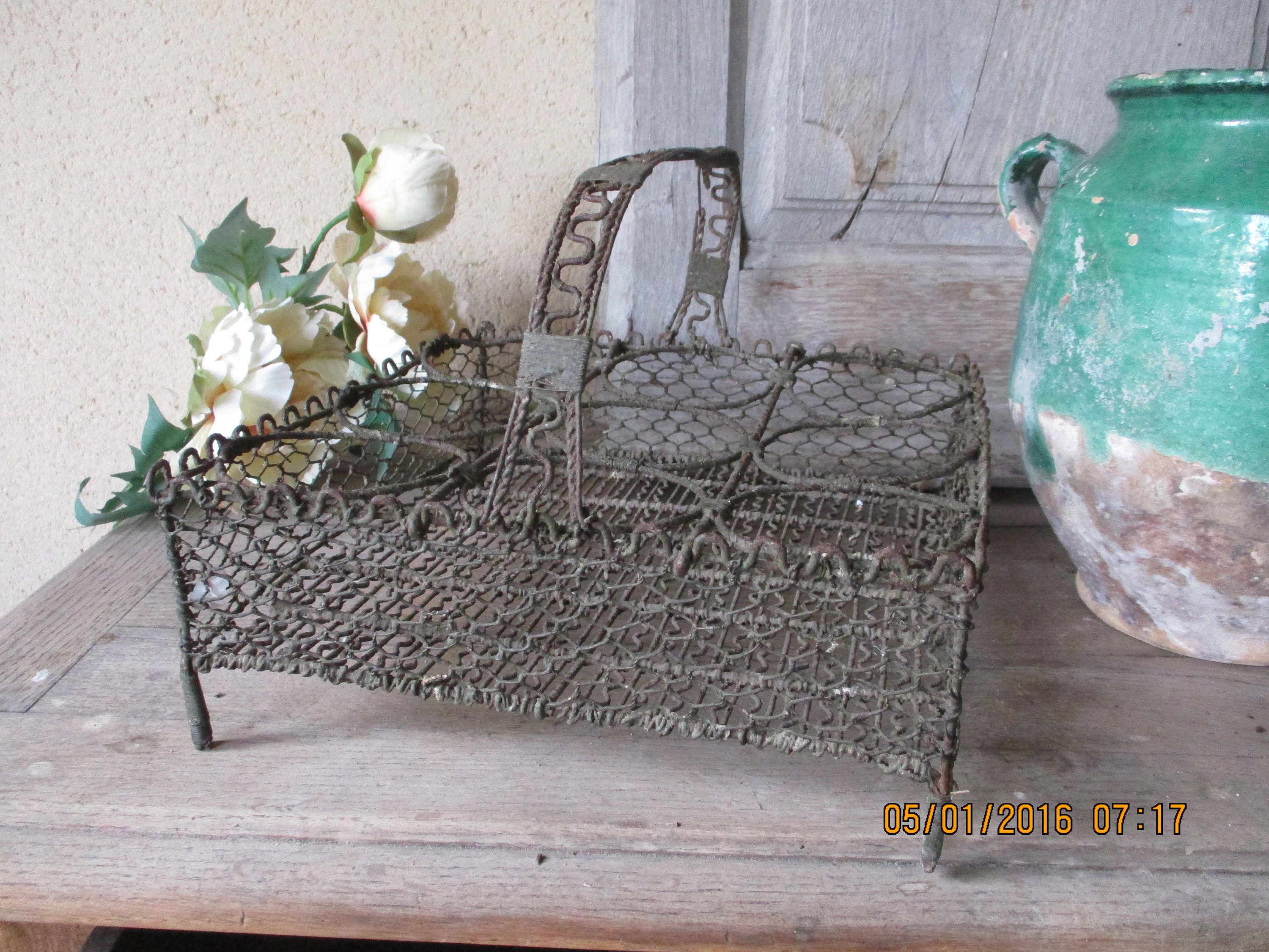 Ancien Porte-Verre Wireware 9 Glass Carrier en France Vers 1850