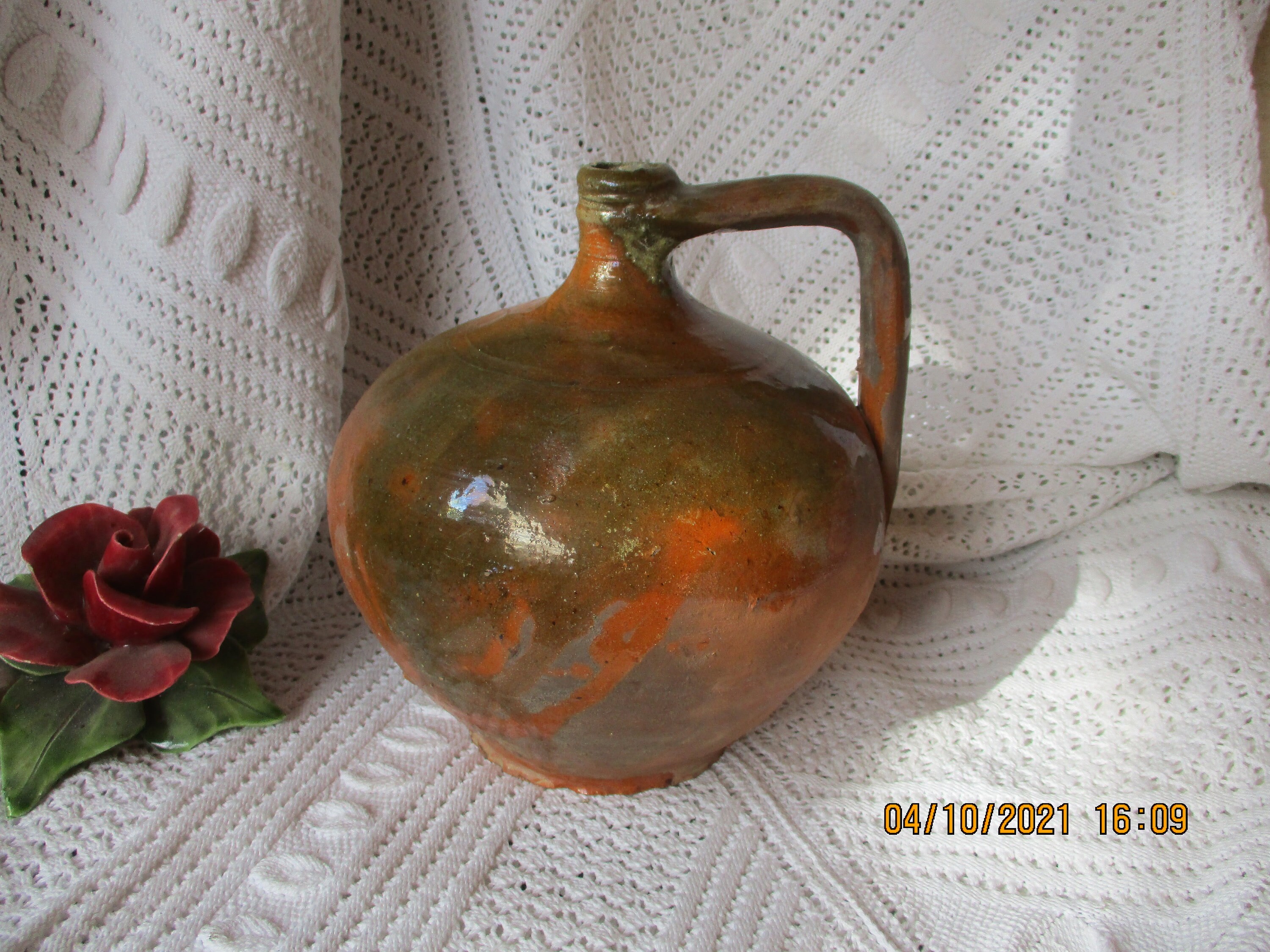 Vieux Français Petit Brown Glazed Water Pitcher Poterie Faïence Sud-Ouest