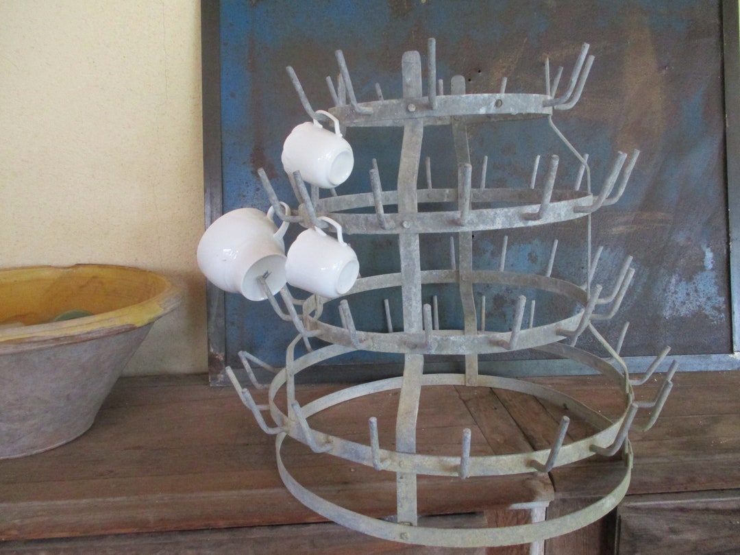 CONICAL Design Antique French DRYING RACK Metal Zinc Kitchen Wine ...