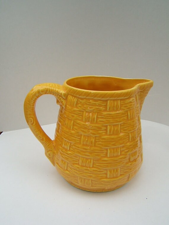 Magnifique Français Majolica Yellow Lattice Jug Pitcher Signé Digoin Sarreguemines France. Provence