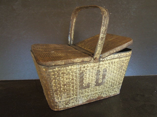 Feuille Box Lithographié Panier Biscuit Lu Lefevre Nantes Ca1930