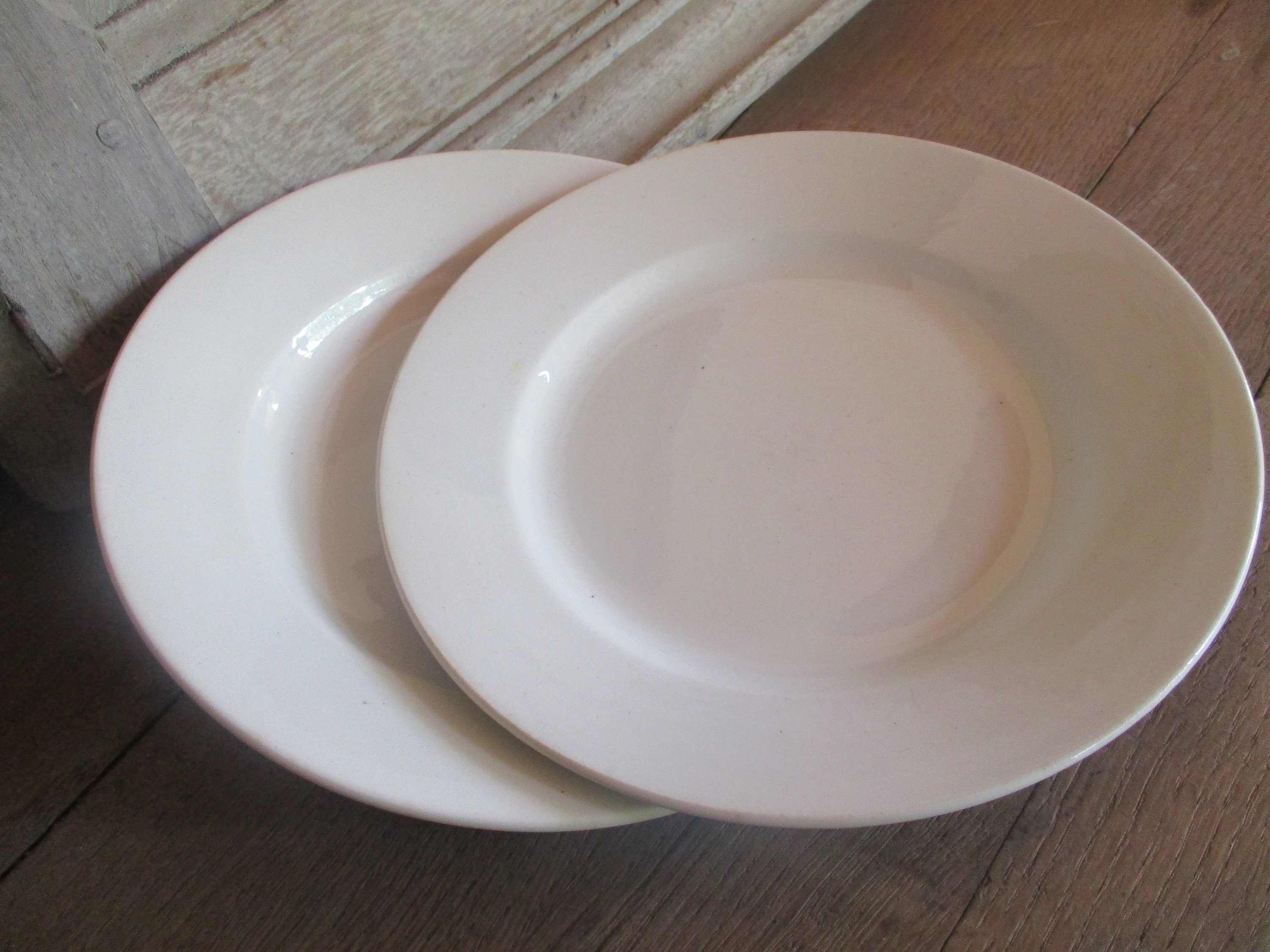 アンティーク 19 世紀陶器 ディナープレート 2 枚 白/クリーム GIEN 社