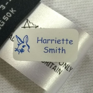 60 x Just-Stick Clothing Name Labels, Stick On Tags, Uniform / Nursing Home / School Labels