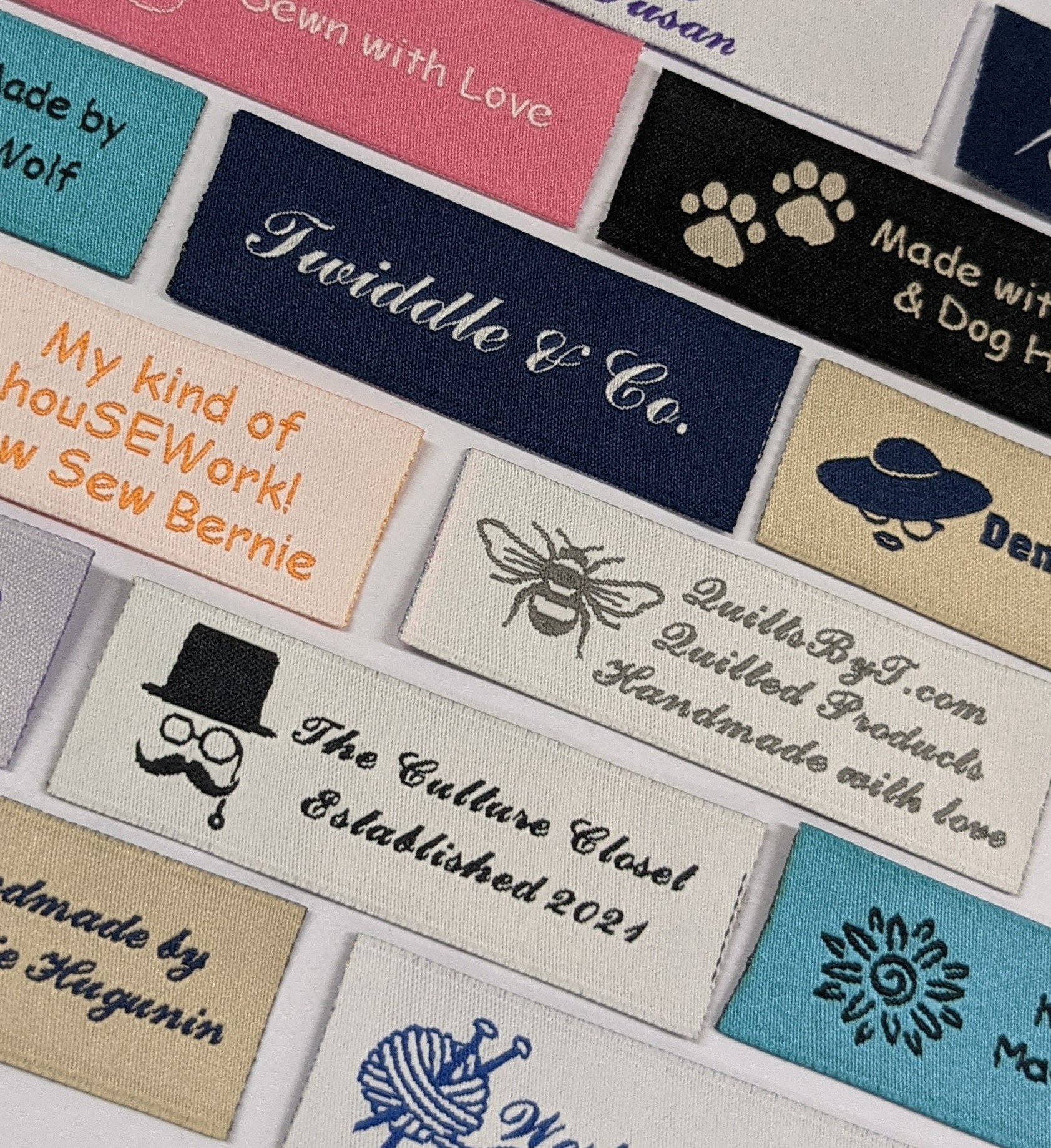 Personalised Essential Woven Sewing Labels for Sewing, Knitting