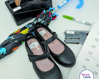 Shoe & Property Name Labels - Pack of 112 labels in various sizes!  Stick on School Labels and Tags.