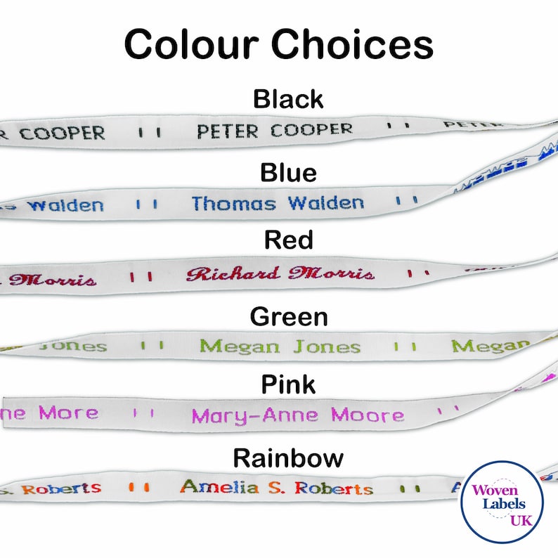 72 x gewebte Namensbänder zum Aufnähen / Schuletiketten / Namensschilder für Schuluniformen Bild 3
