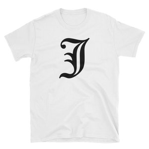 Old Inglés Carta J camiseta blanca/gris