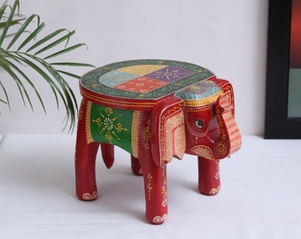 Wooden Elephant Stool Elephant Table Decorative Stool Wooden Stool Room Decor Table Decor Indian Home Decor Collectible Art Elephant Decor