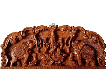 Lakshmi Wooden Carving. Perfect for Entrance Door of your home