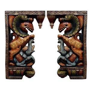 Temple Wall Brackets. Yali Wall Decor. Wooden Corbels For Your Living Room