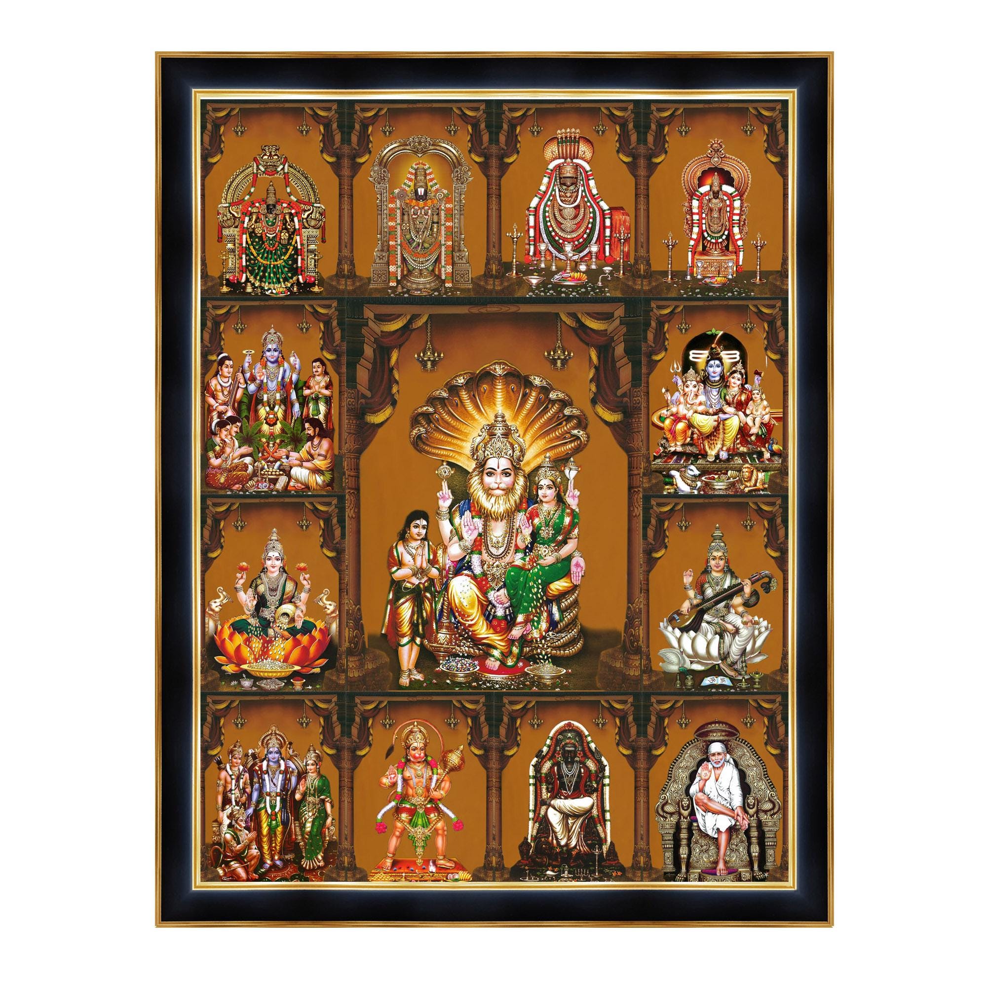 All-In-One God & Goddess in Single Frame For Your Puja Room. Personalization Accepted