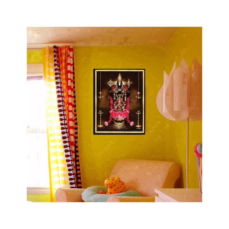 Venkateswara Swamy & Lakshmi Photo Frame: Hindu Art on Lotus Delivered ...