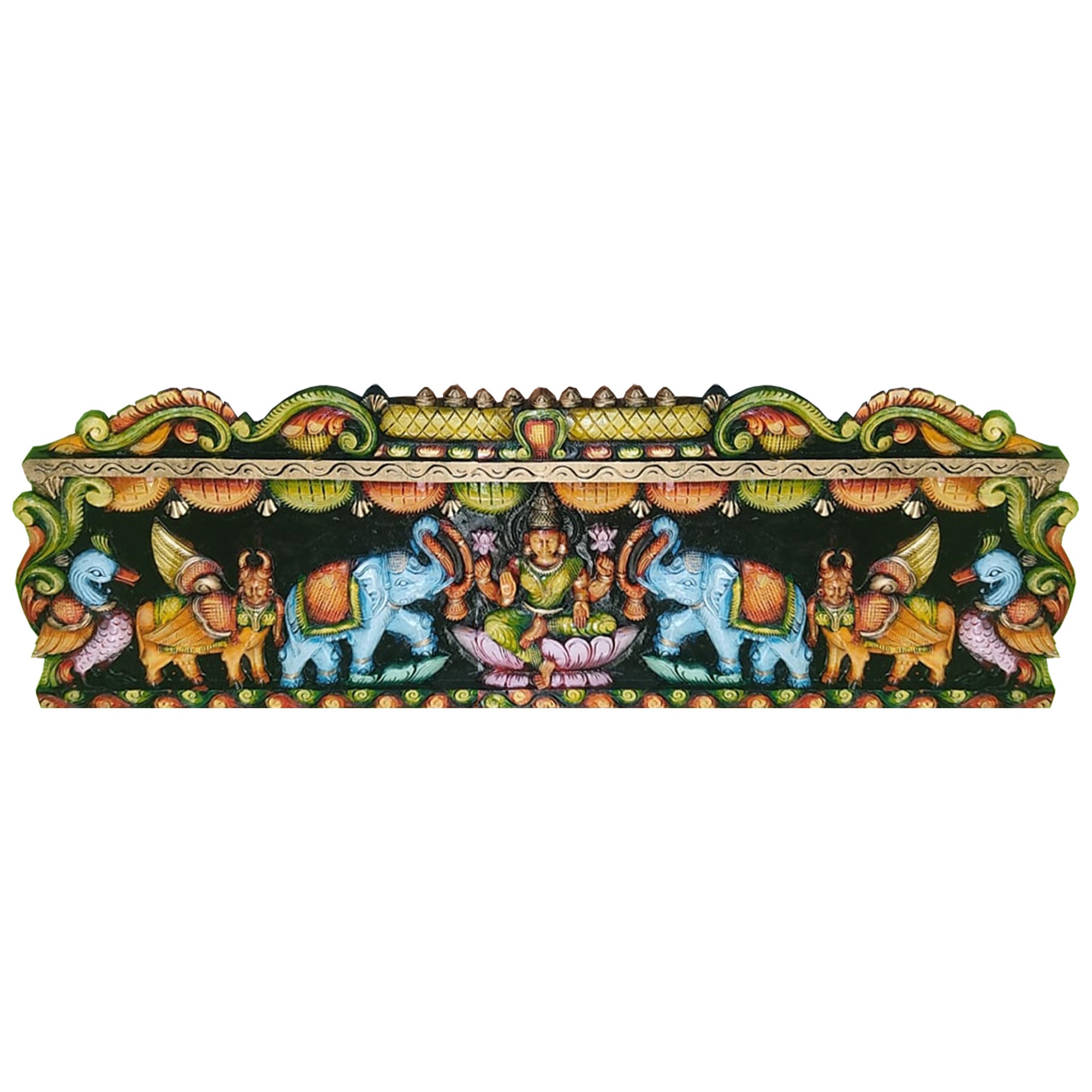 Handmade Gajalakshmi, Annam, Kamadhenu Wood Carving Wall Decor