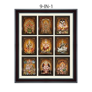 9-In-1 Hindu Deities Photo Frame, For Your Home, Puja Room Decor