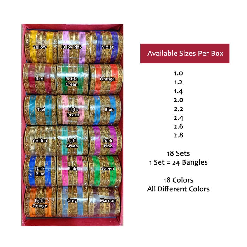 18 Metal Bangle Set Indian Wedding Jewelry, Sangeet, Mehndhi Delivered ...