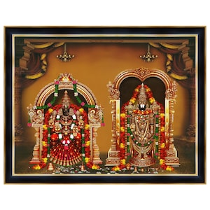 Padmavati Venkateswara Swamy Photo Frame. Anniversary Gift For Hindu Couples