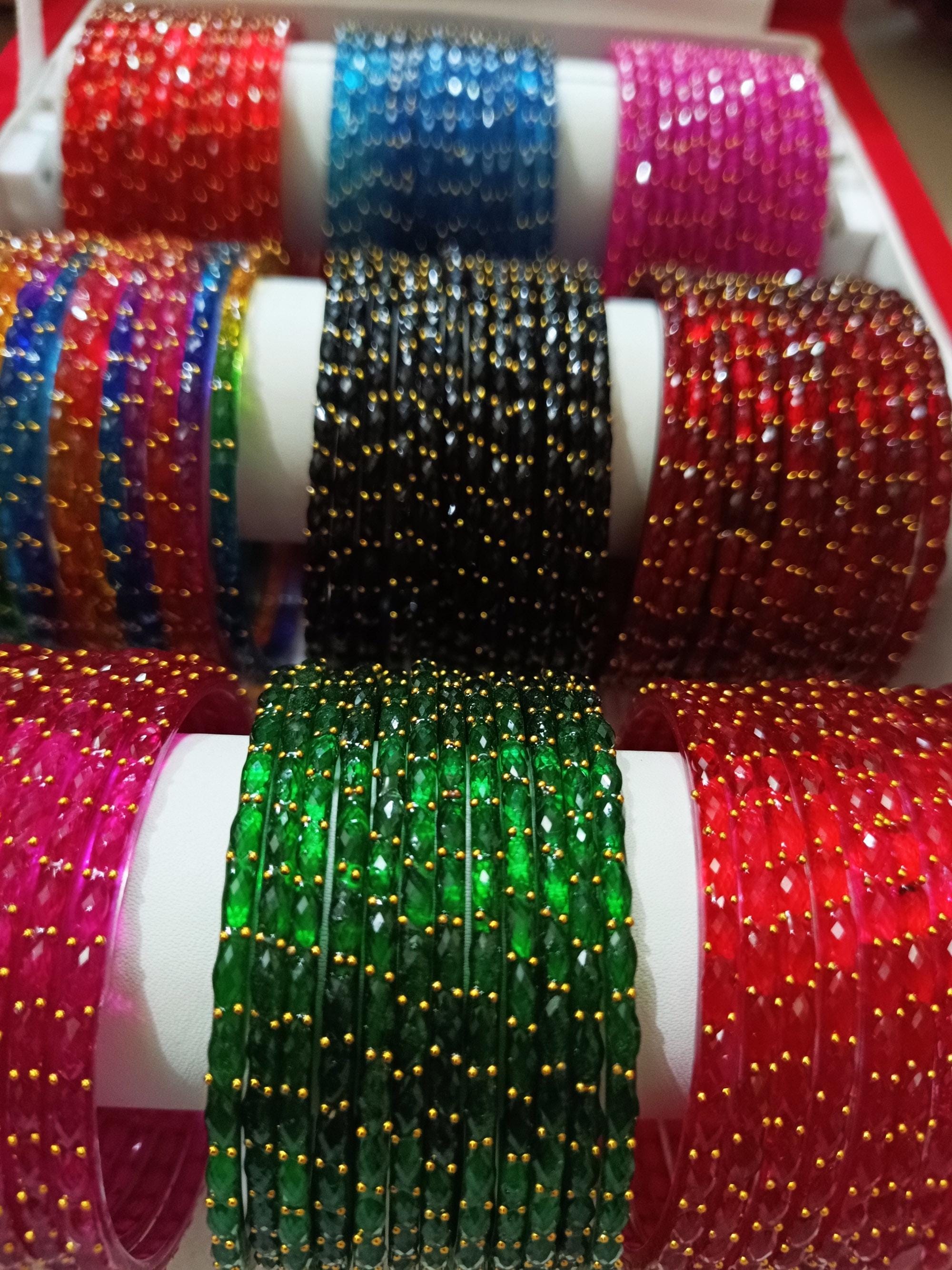 108 Glass Bangles in 9 Dark Colors Lovers Anniversary Gift Ddp-tariff ...