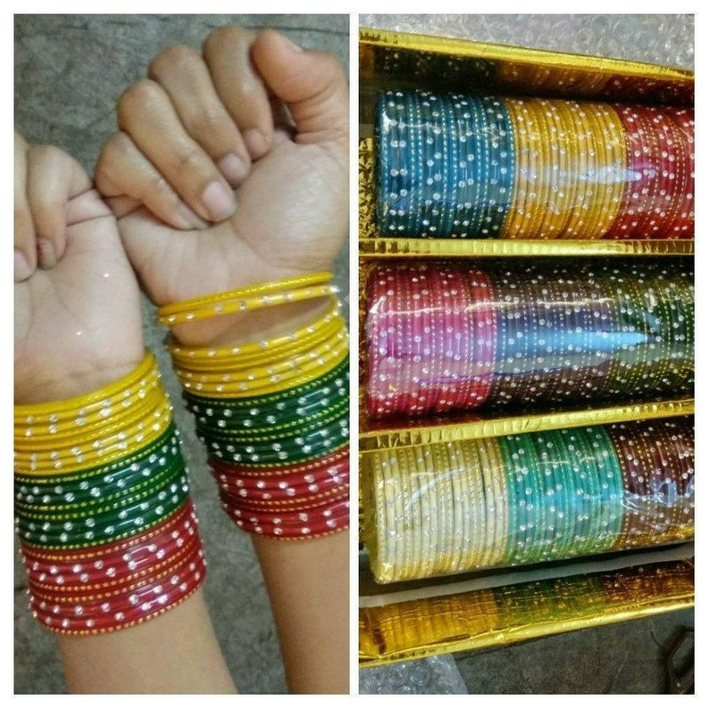 144 Pieces of Colored Glass Bangles Studded With Zircon for Etsy