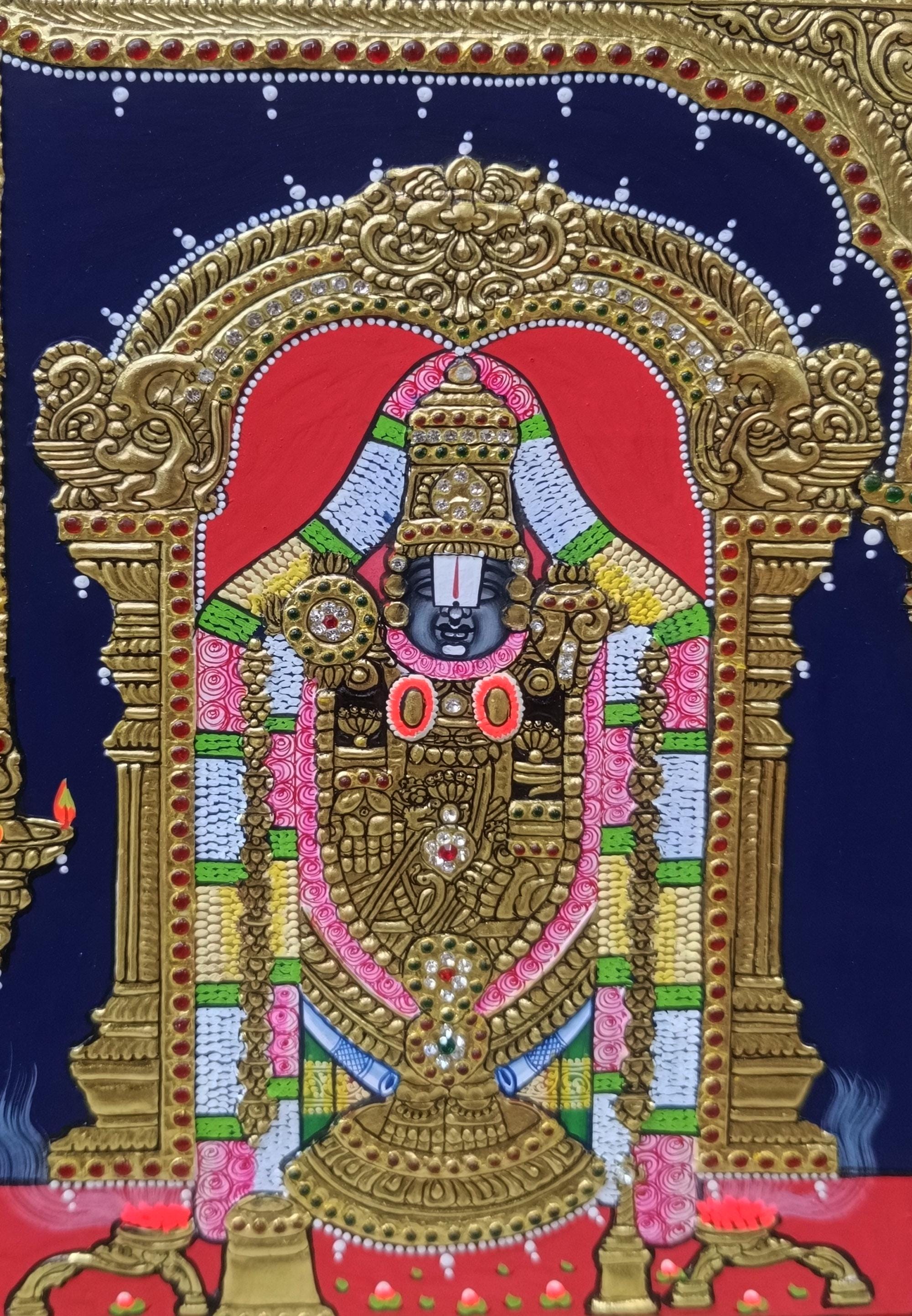 22K Gold Tanjore Painting: Padmavati Devi & Tirupati Balaji Delivered ...