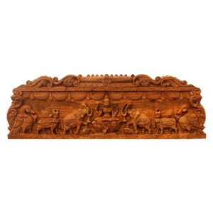Handmade Kamadhenu Gajalakshmi Jackfruit Wood Carving, Pooja Room