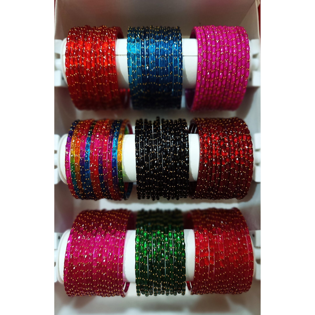 108 Glass Bangles in 9 Dark Colors Lovers Anniversary Gift Ddp-tariff ...