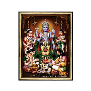 Cornice per foto SatyaNarayana Swamy. Per la Puja di inaugurazione della casa. Regalo di anniversario dell'ufficio per i nuovi clienti
