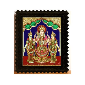 Murugan With Valli and Devyani Photo Print With Teak Wood Frame