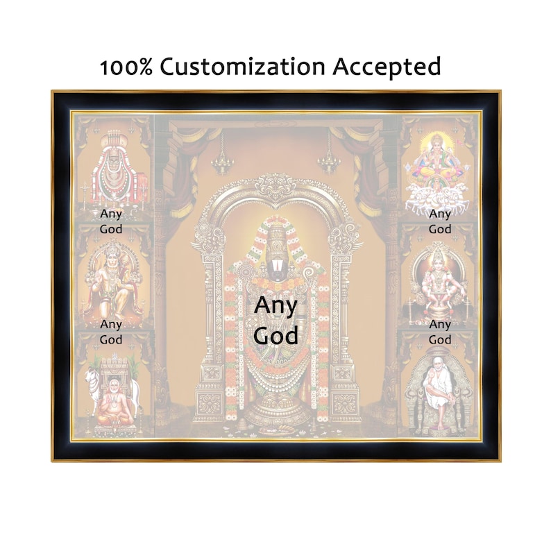 Multiple God Frame Hindu All Gods Photo Frame: Traditional Puja Room Decor Delivered Duty ...