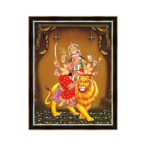 Cornice fotografica Durga Maa, forma principale di tutte le dee, creata da Brahma, Shiva, Vishnu