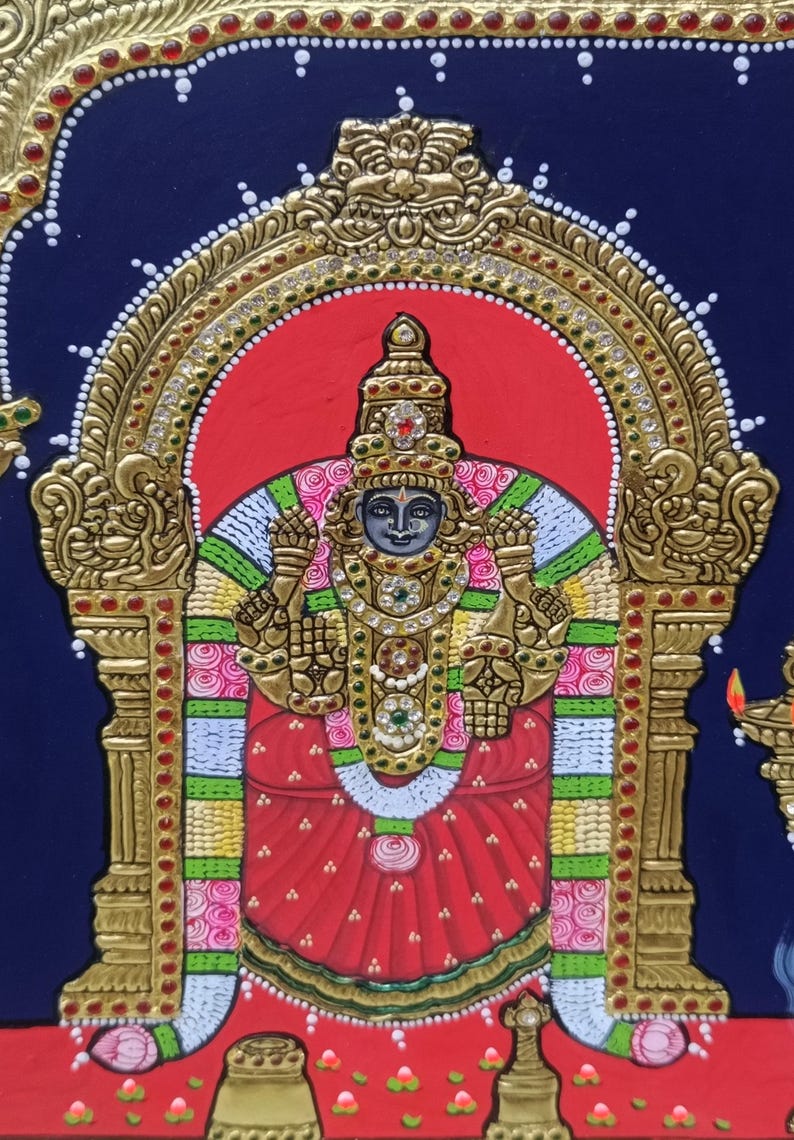 22K Gold Tanjore Painting: Padmavati Devi & Tirupati Balaji Delivered ...