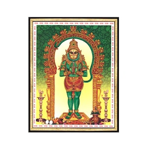 Kalki Vinu Anjaneyar God Painting Cornice per foto, immagine rara e antica di Hanuman