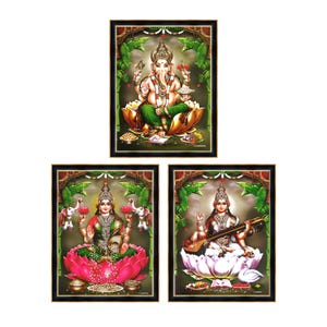 Hindu Deity Photo Frames: Lakshmi, Ganesha, Saraswati, Murugan