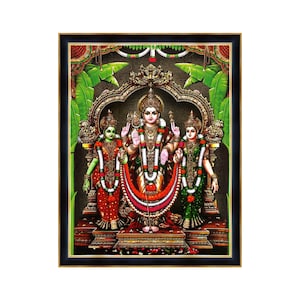 Murugan Valli Devyani Photo Frame: Colorful Hindu God Image