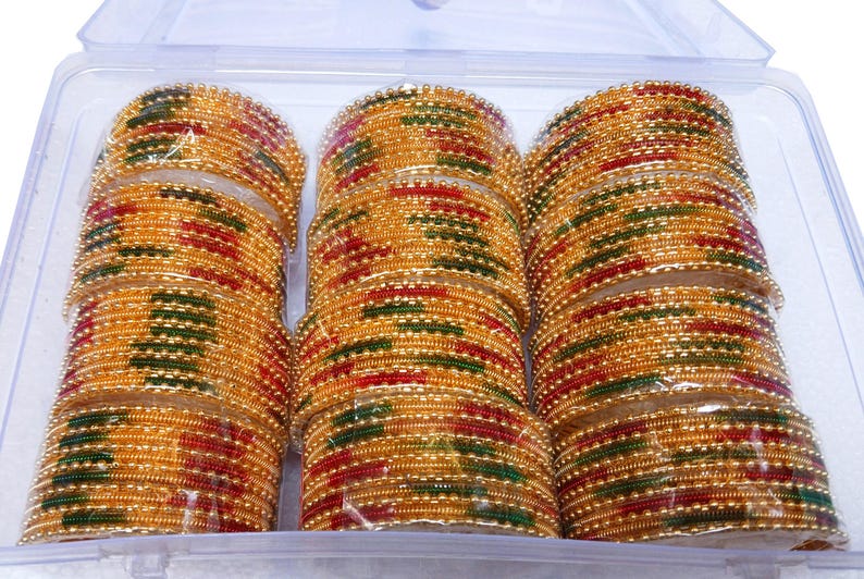 156 Gold Plated Bangles With Maroon & Green Shade, Bangles for Gifting ...