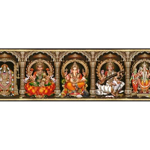 5-in-1 Hindu God Photo Frame, Religious Wall Art, Personalized Gift For Hindu Friends & Family, Traditions For Home Away From India
