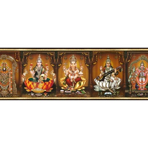 5-in-1 Hindu God Photo Frame, Religious Wall Art, Personalized Gift For Hindu Traditions For Home Away From India