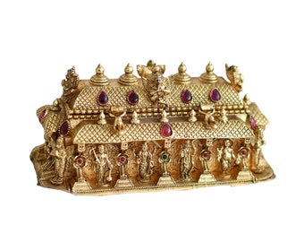 Gopuram Kum Kum Box With Dasavatara Carving, Top Of The Line Quality & Finish. Sindoor Box. Wedding Gift