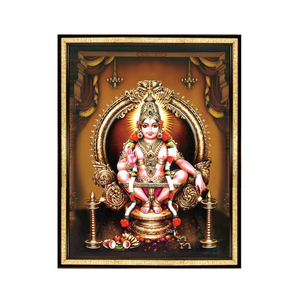 Ayyappa Swamy Photo Frame, Hindu God Of Self-Contro. Epitome of dharma, truth, & righteousness. Prayed upon to obliterate evil