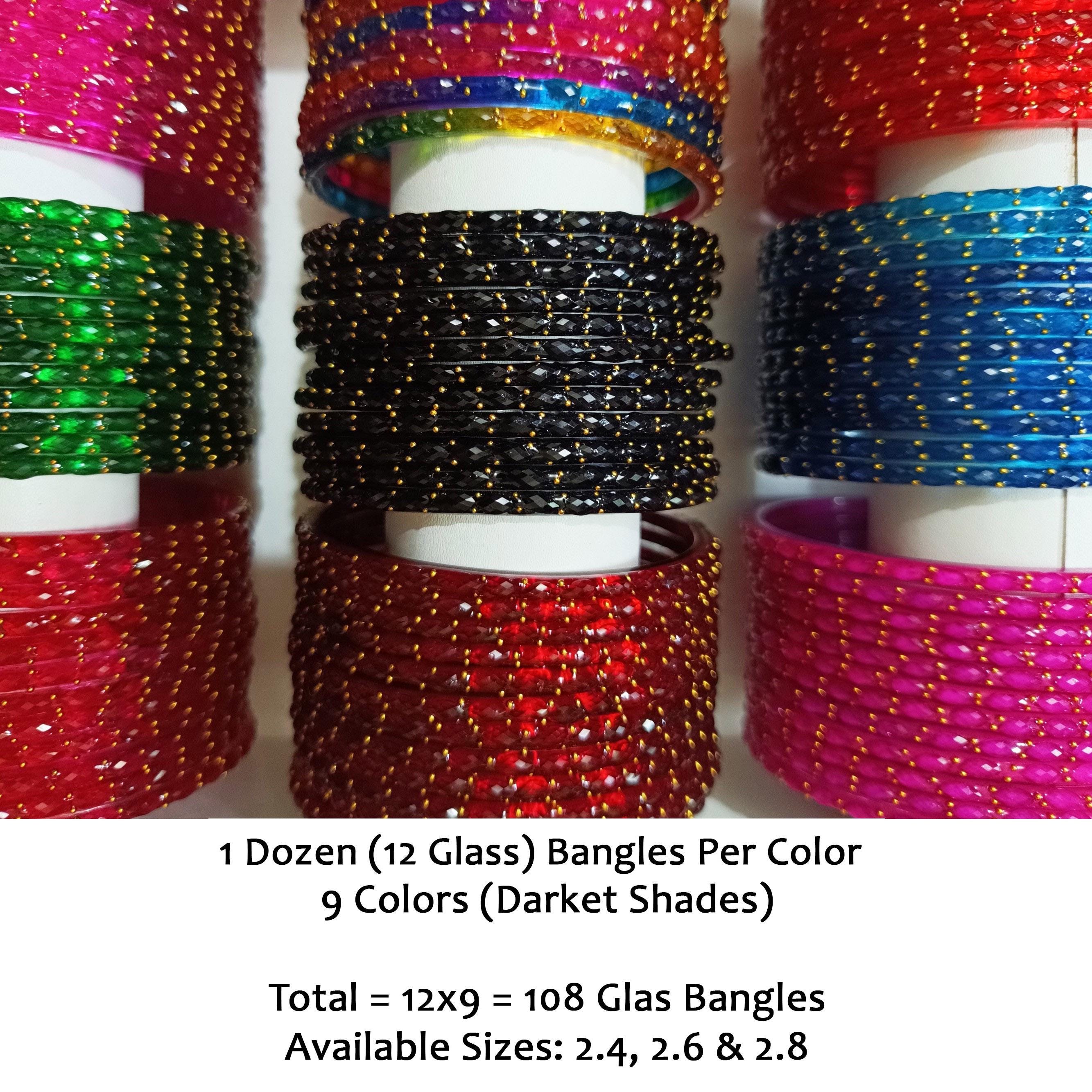 108 Glass Bangles in 9 Dark Colors Lovers Anniversary Gift Ddp-tariff ...