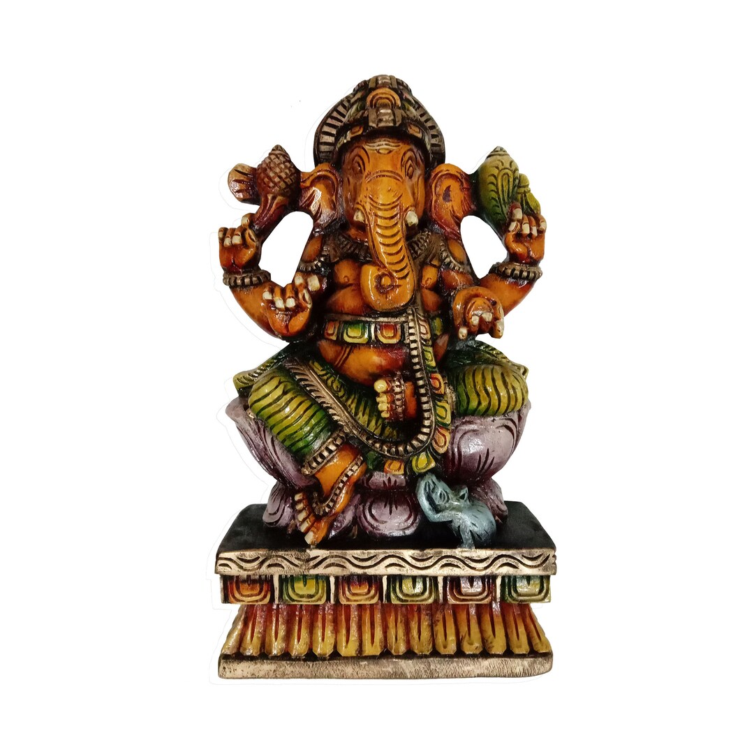 2' Wooden Sculpture of Lord Ganesha. Home Decor for Your Etsy