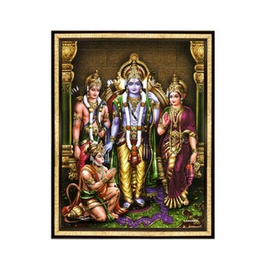Sri Ram Darbar Photo Frame For Housewarming, Puja Room Wall Hanging