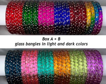 24+ Glass Bangles, Light & Dark Colors, Personal Bangles Collection Delivered Duty Paid For USA