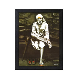 Original & Rare Shirdi Sai Baba Photo Frame, Religious Wall Art, Spiritual Guru Who Praised All Religions, Custom Art For Believers