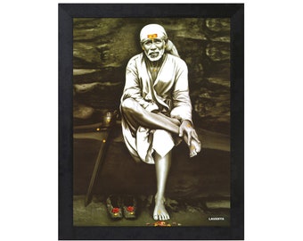 Original & Rare Shirdi Sai Baba Photo Frame, Religious Wall Art, Spiritual Guru Who Praised All Religions, Custom Art For Believers