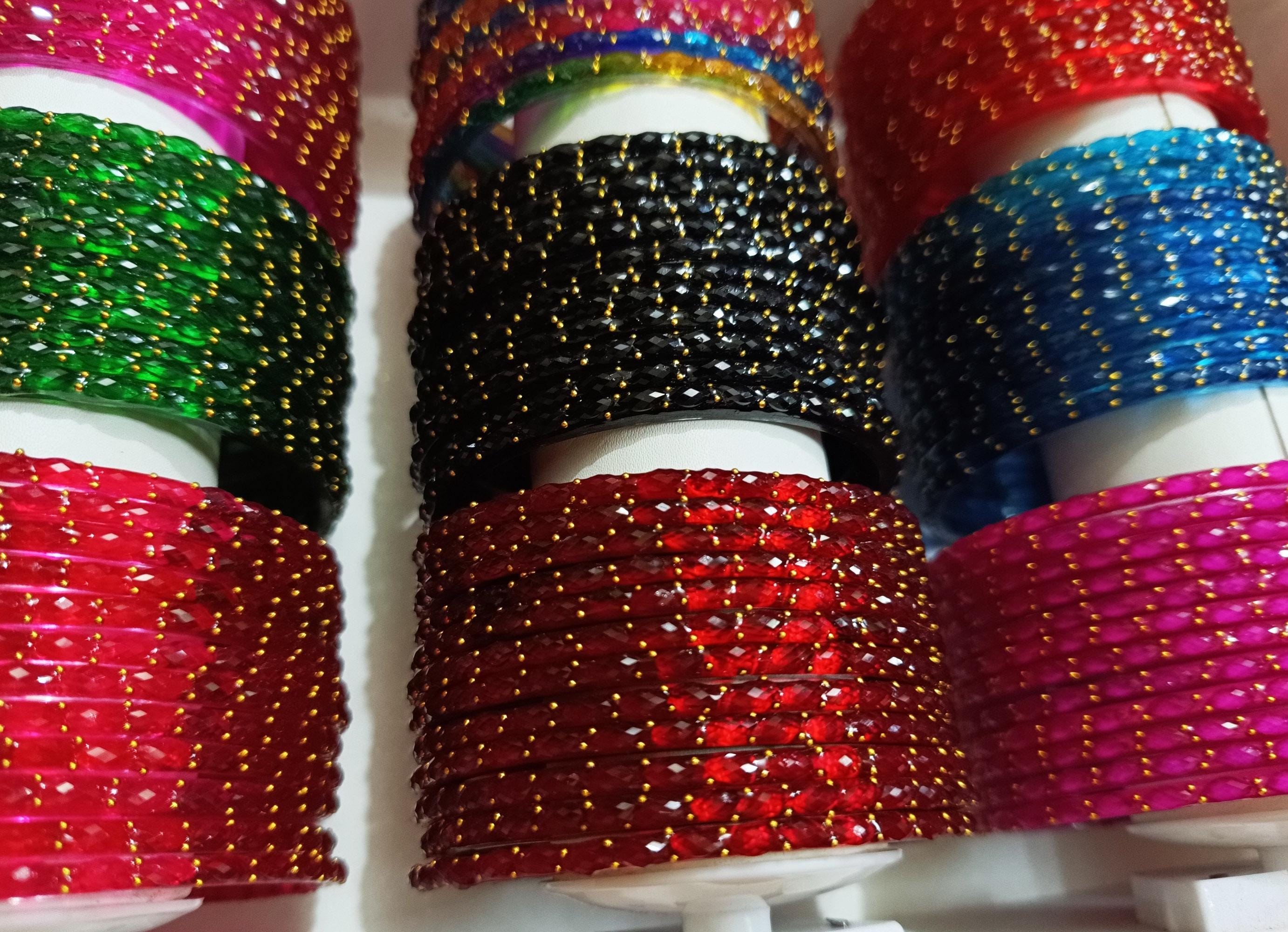 108 Glass Bangles in 9 Dark Colors Lovers Anniversary Gift Ddp-tariff ...