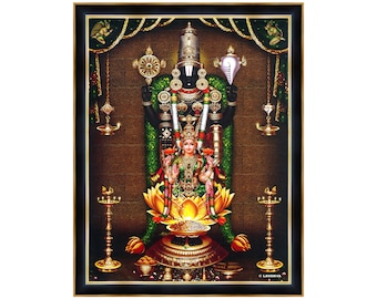 Tirupati Balaji Lakshmi Photo Frame, Religious God Wall Hanging Decor